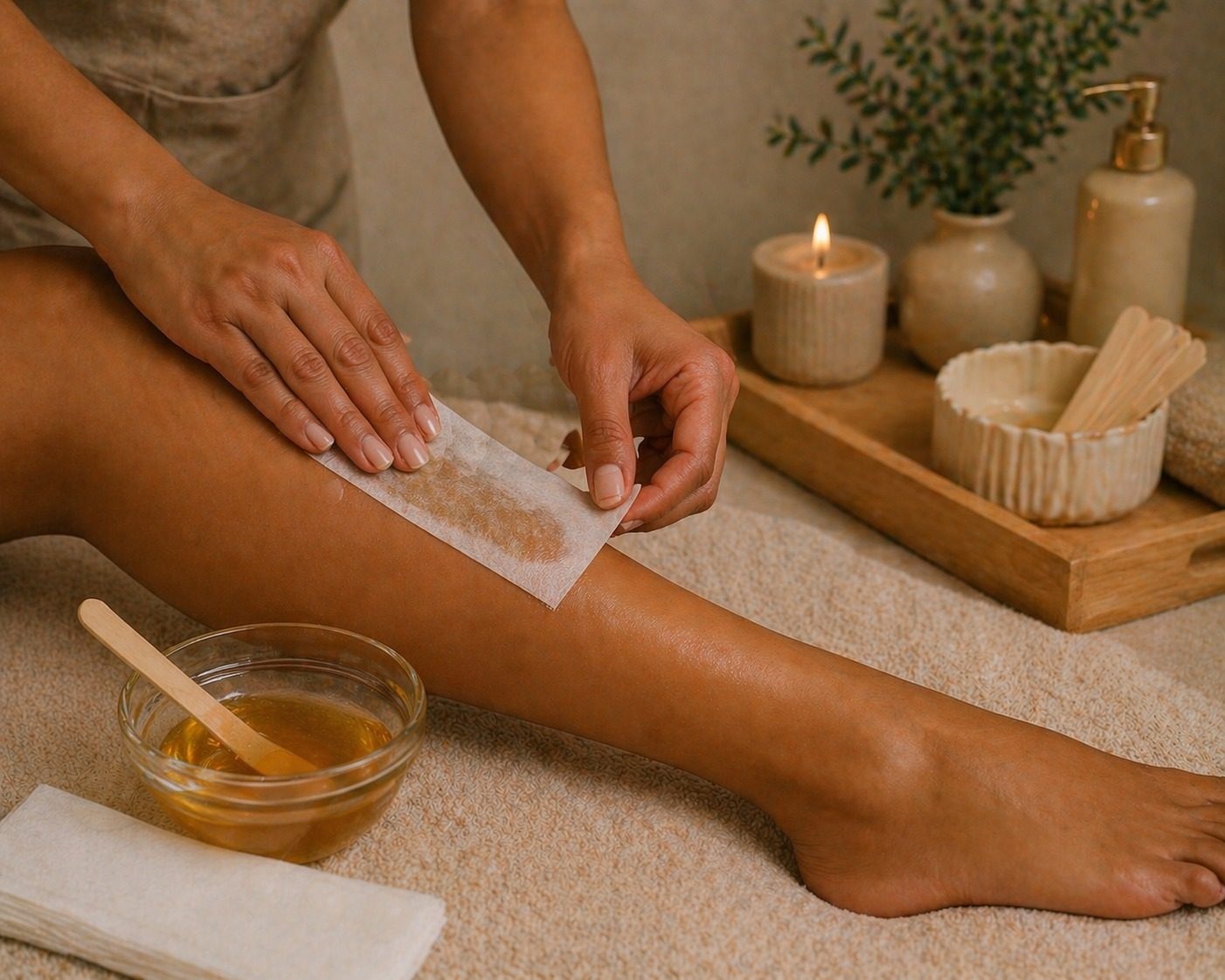 Leg waxing treatment being prepared before an Orlando vacation