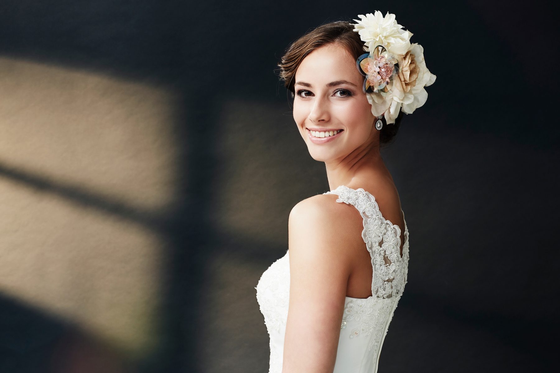 Bride with luminous, prepared skin after bridal facial treatments before her Orlando wedding day