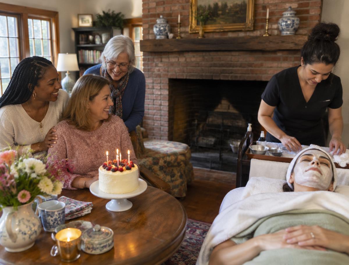 Birthday facial party with family and friends in a Sanford Florida home