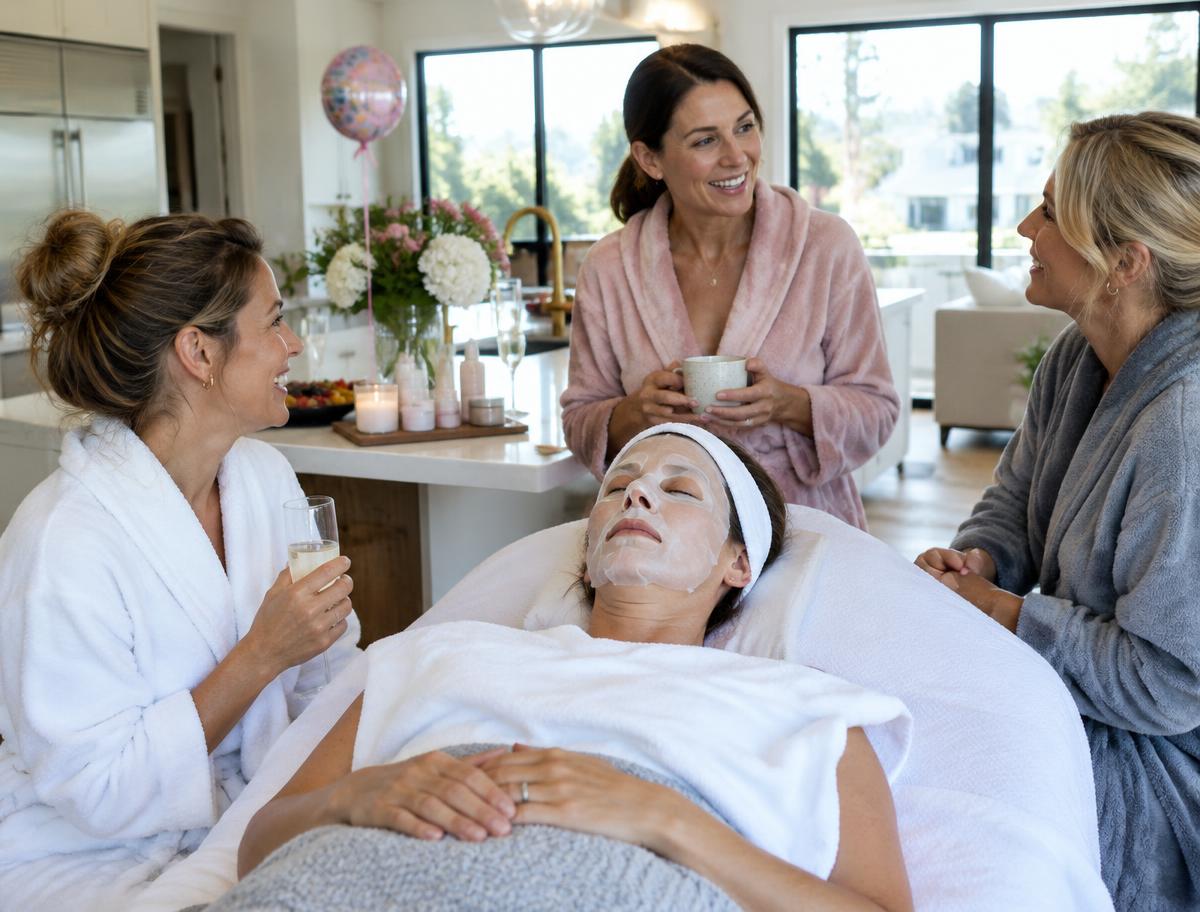 Birthday facial party in a modern Lake Nona Florida home
