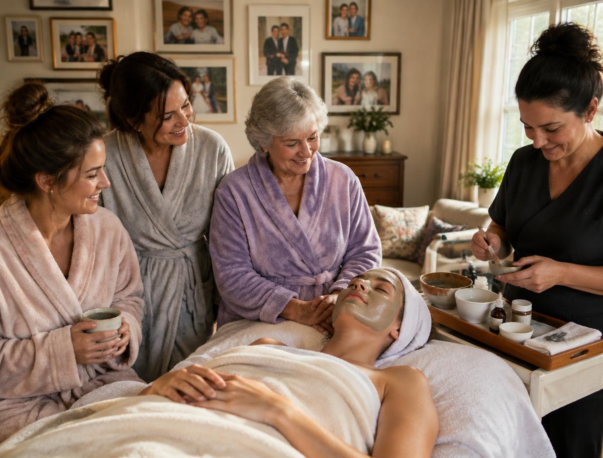 Family facial party with three generations in a Winter Garden Florida home