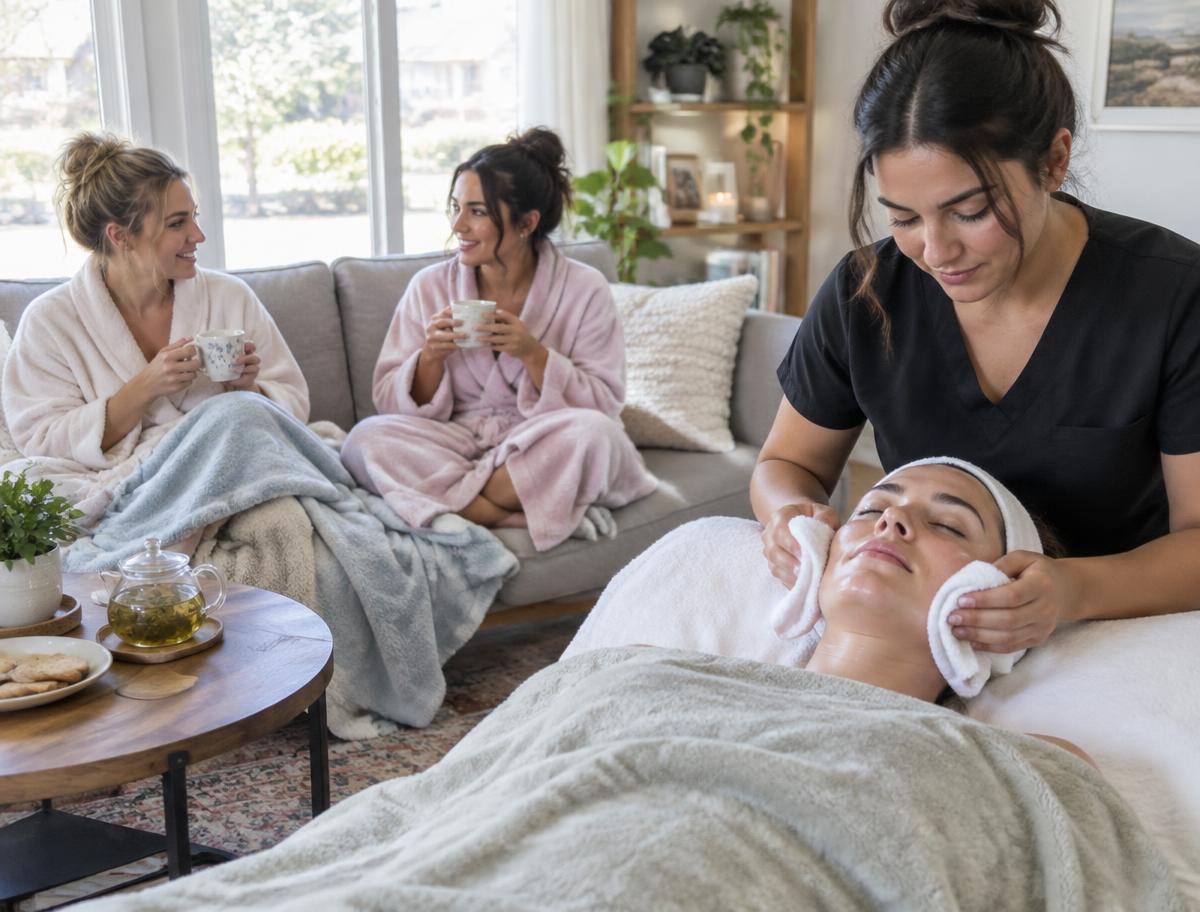 Girls facial party with sisters in a Hunters Creek Florida home